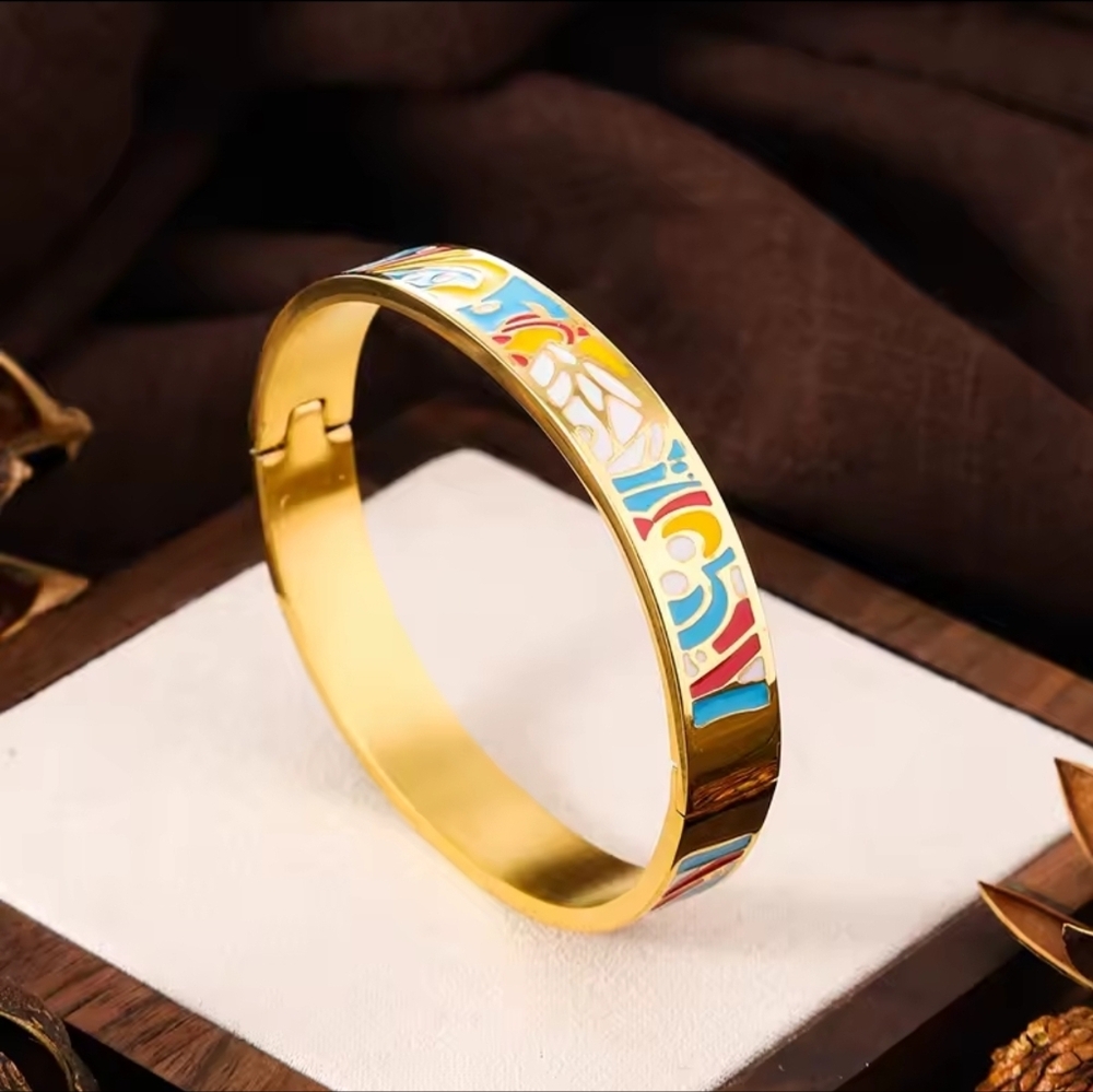Multicolor Enamel Gold Bracelet - Picture 2 of 2